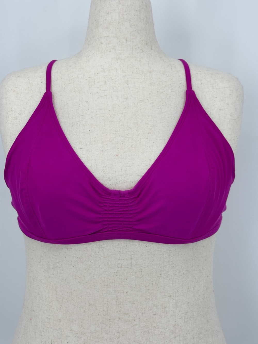 Athleta 40B/C Smocked PINK Bikini Top 153151 Solid Swim